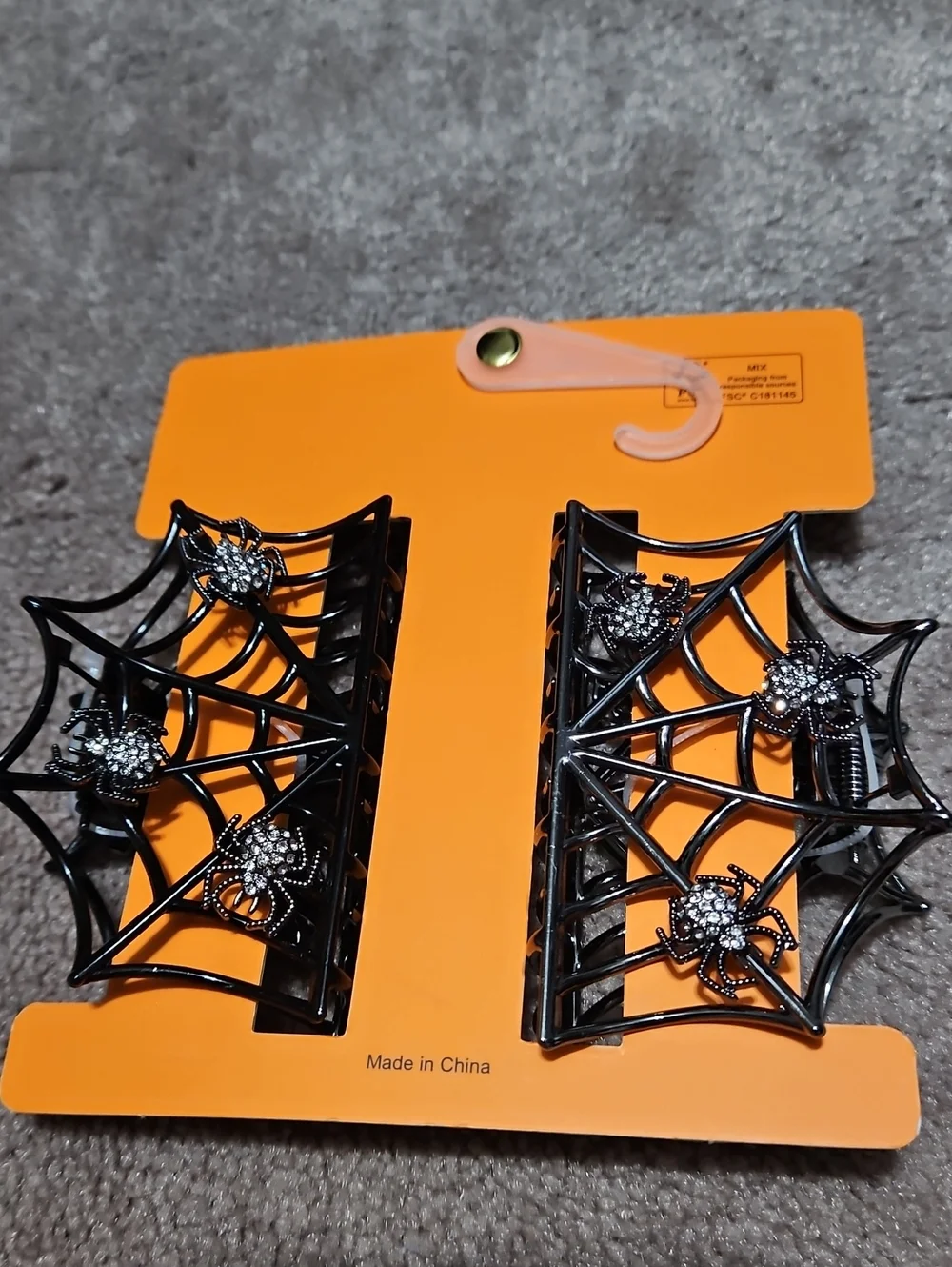 Piper K - Black Spider Web Hair Clips - 2 Pack